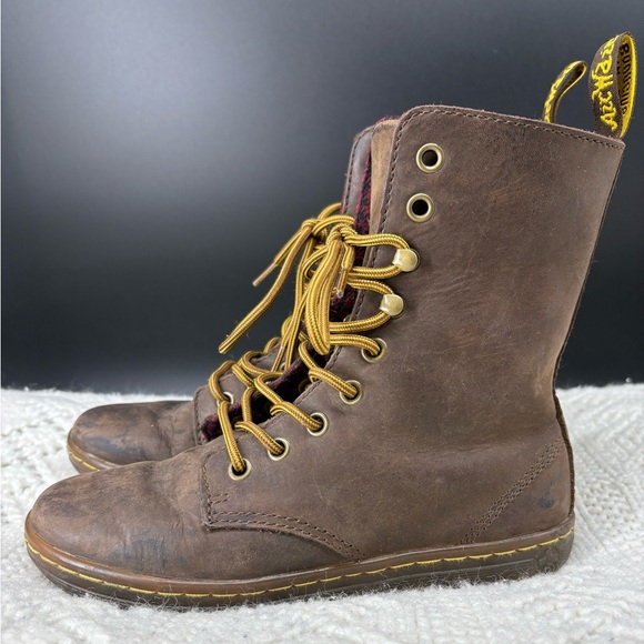 Dr. Martens Tehani Brown Leather Shoe Lace-up EU36 Flannel Foldover Sold Out - Picture 4 of 9